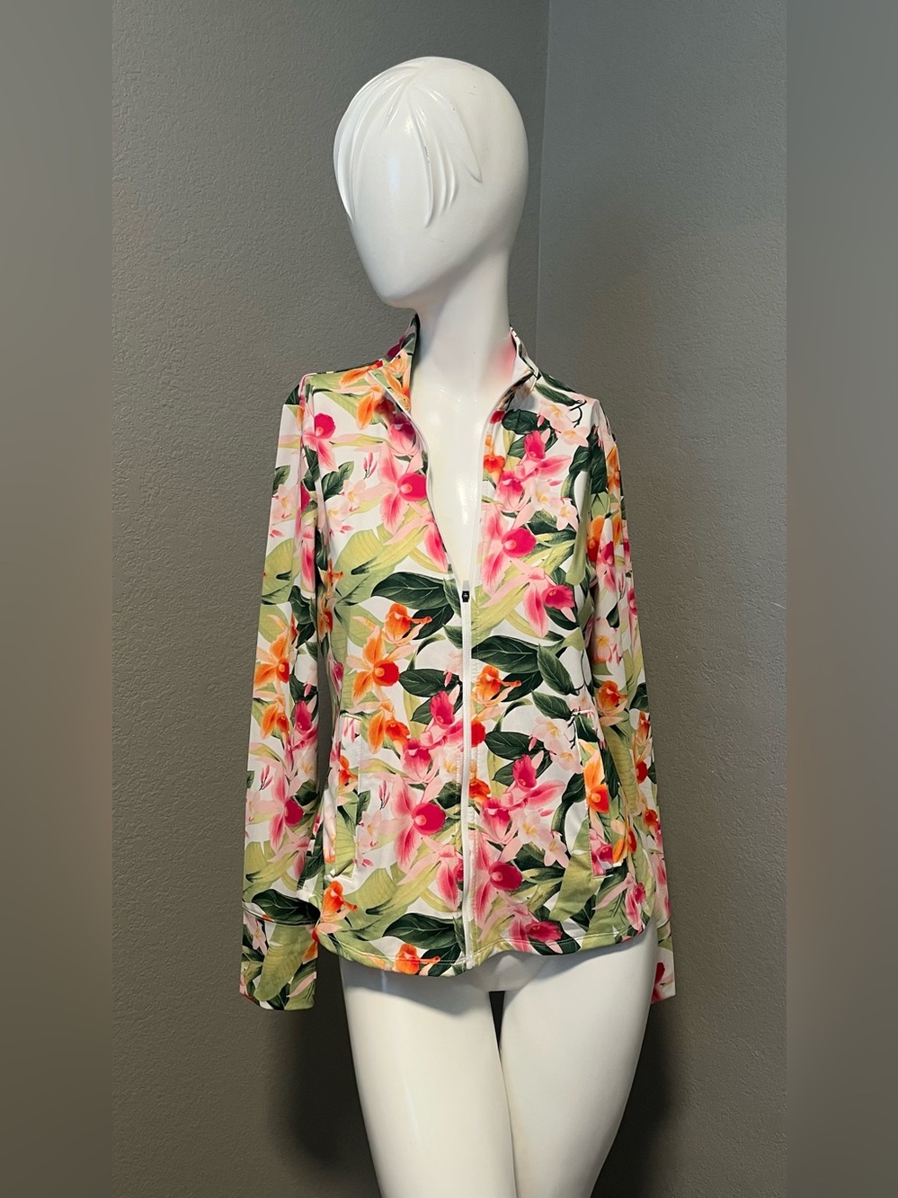 Women’s Tommy Bahama ACTIVE Tropical Multicolor Floral Full -Zip Jacket Size M